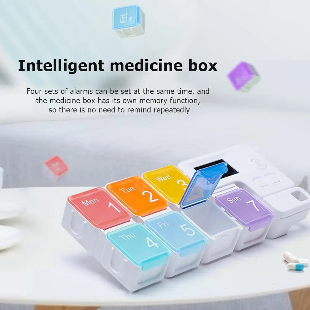 Smart 7-Day Pill Organizer Storage Case Box Weekly Pills Drug Electronic Timing Reminder Medicine Container Alarm Box