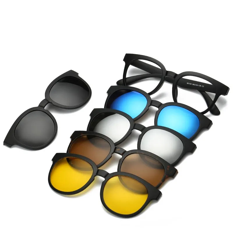 HJYFINO 5 lenes Magnet Sunglasses Clip Mirrored Clip on Sunglasses clip on glasses Polarization Clip Custom Prescription Myopia
