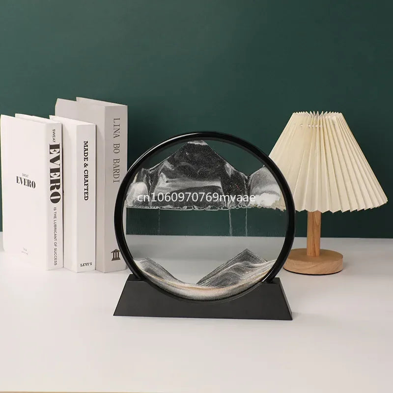 Sandscape Moving Sand Art Frame Quicksand 3D Dynamic Liquid Hourglass Kinetic Sand Painting Flowing Sand Office Home Decor Gifts