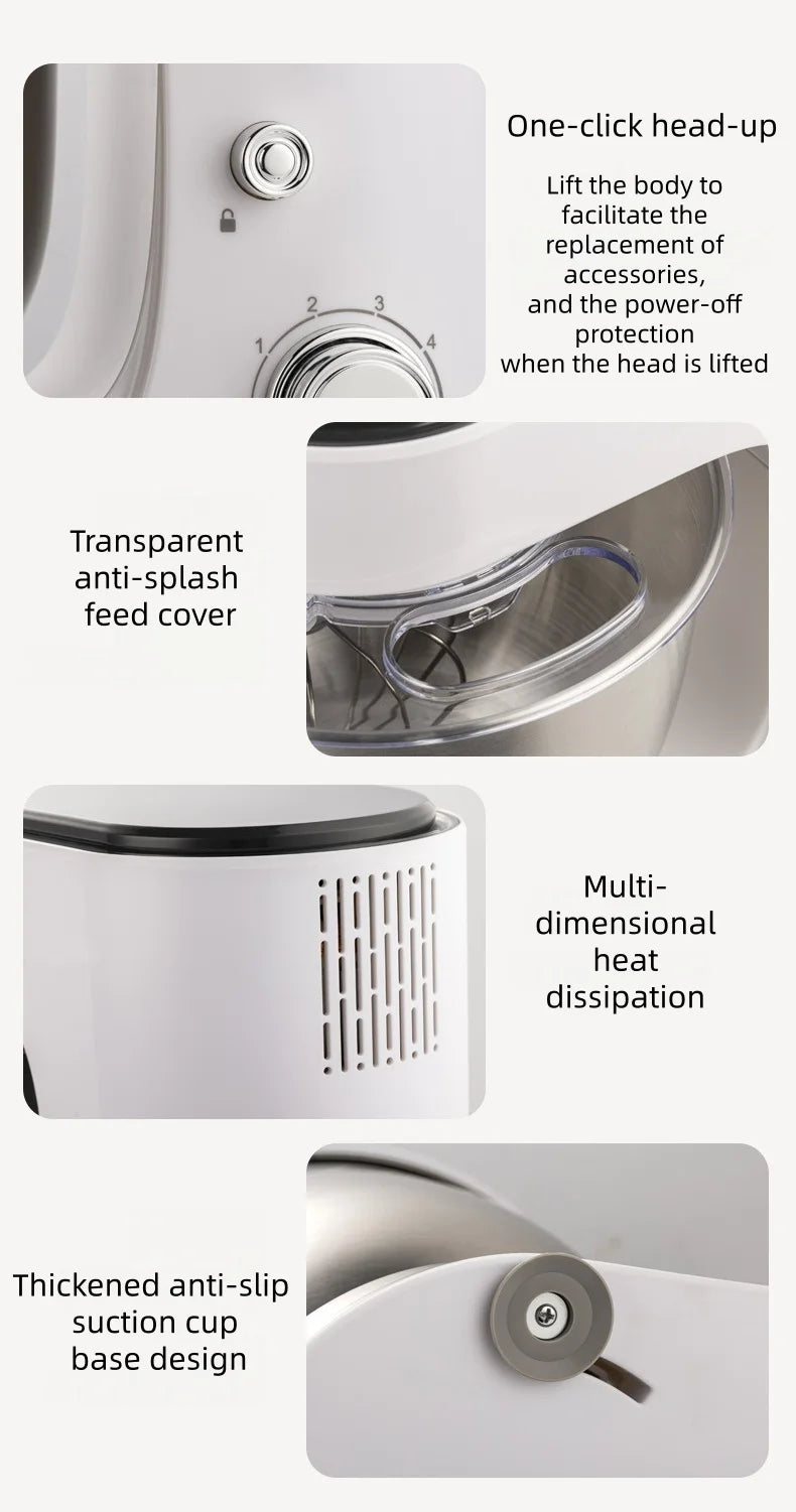 4L Chef machine household small dough kneader dough mixer electric cream whipping countertop egg beater