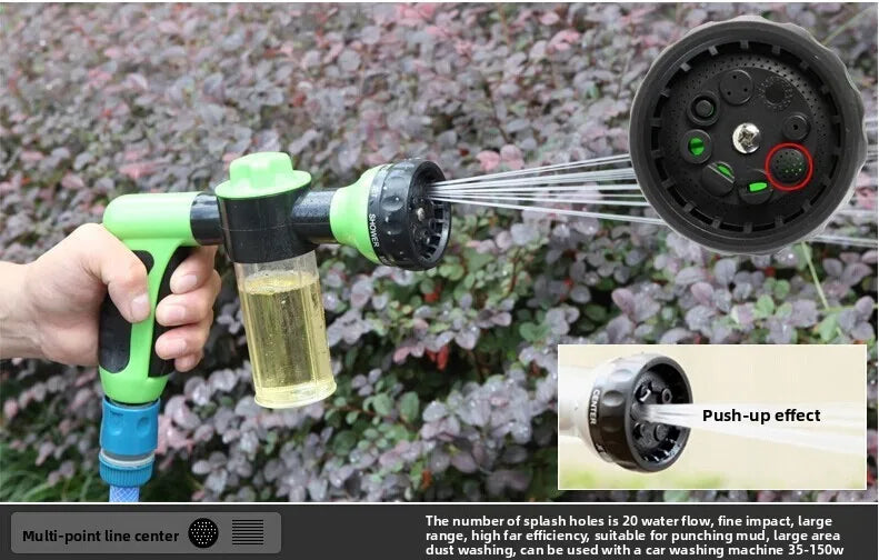 Multifunctional  Adjustable Mode Water Guns Nozzle Hose Washer Garten Watering Jet Sprayer with Foam Container Fertilizer Tools