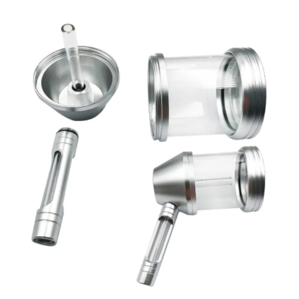 New Smoking Pipe Kit Aluminum Alloy&Glass Dry Burning Grass Herb Tobacco Pipes Hookah Set Portable Shisha Smoke Pipa for Gifts