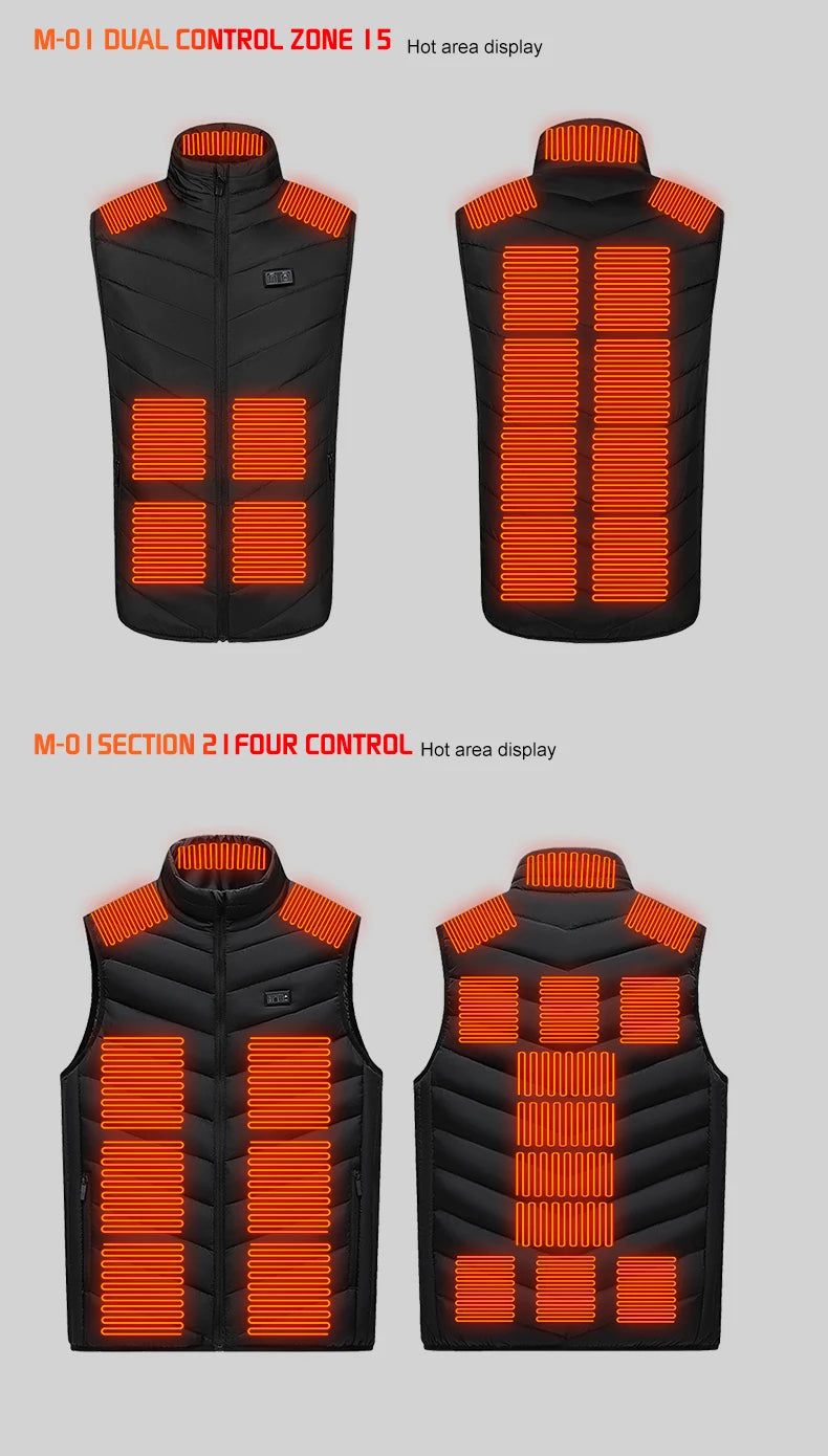 TODWARM Heating Vest Blue Men's Jacket Heated Winter Women's Heated Jacket Thermal Vest Warmer Outdoor Sports Jacket