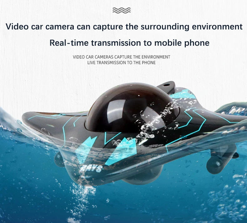 RC Boat Submarine with Camera Underwater 6CH Remote Control Wifi FPV Remote Control Boats Radio Control Toys - Kid Gifts