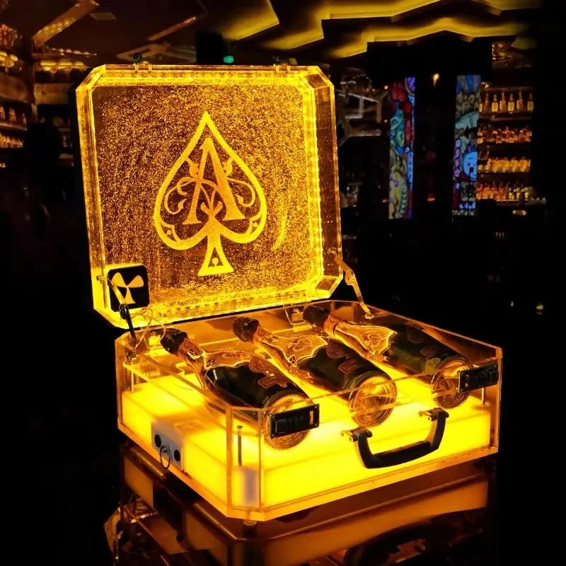 Nightclub Wine Presenter 3 Bottles Rechargeable LED Ace of Spade Glorifier Box Armand de Brignac Champagne Bottle Carrier Case