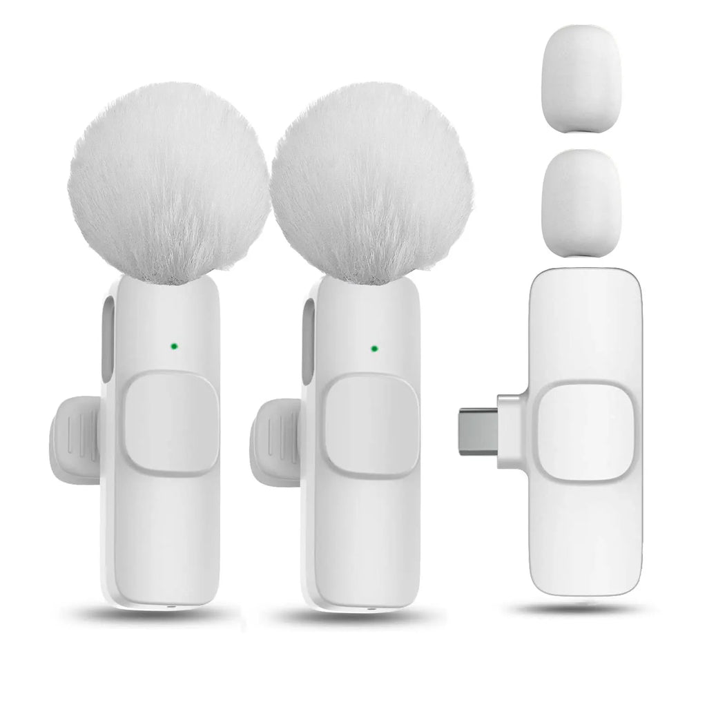 Pink &White K60 Wireless Lavalier Microphone for Smartphone,Clip On Lapel Mic Plug-Play Microphone for Video/Audio Recording