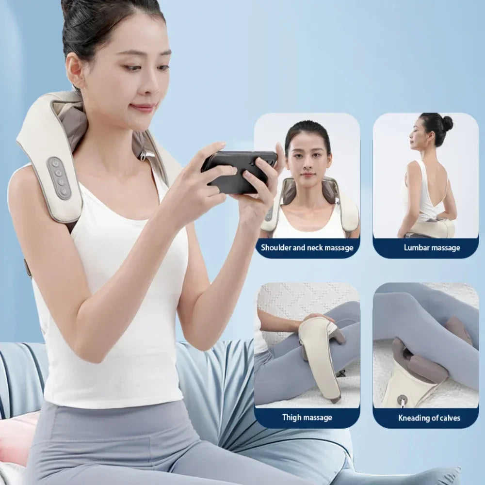 Hot-selling portable mini relaxation clay kneading smart heated shawl, multi-function acupressure massage for trapezius and neck