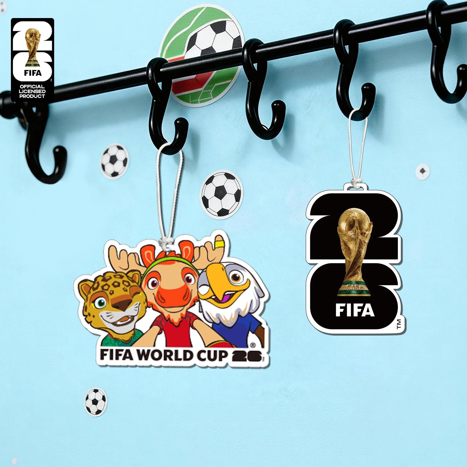 FIFA World Cup 2026 Official 3 Pack Car Air Freshener with Trophy Mascot & Host City Design, Long Lasting Scent for Car & Home