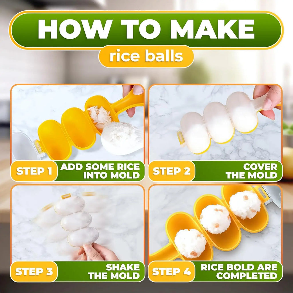 Rice Ball Maker Mold with Rice Paddle Rice Ball Shaker for Kids DIY Lunch Maker Mould with a Mini Rice scoop