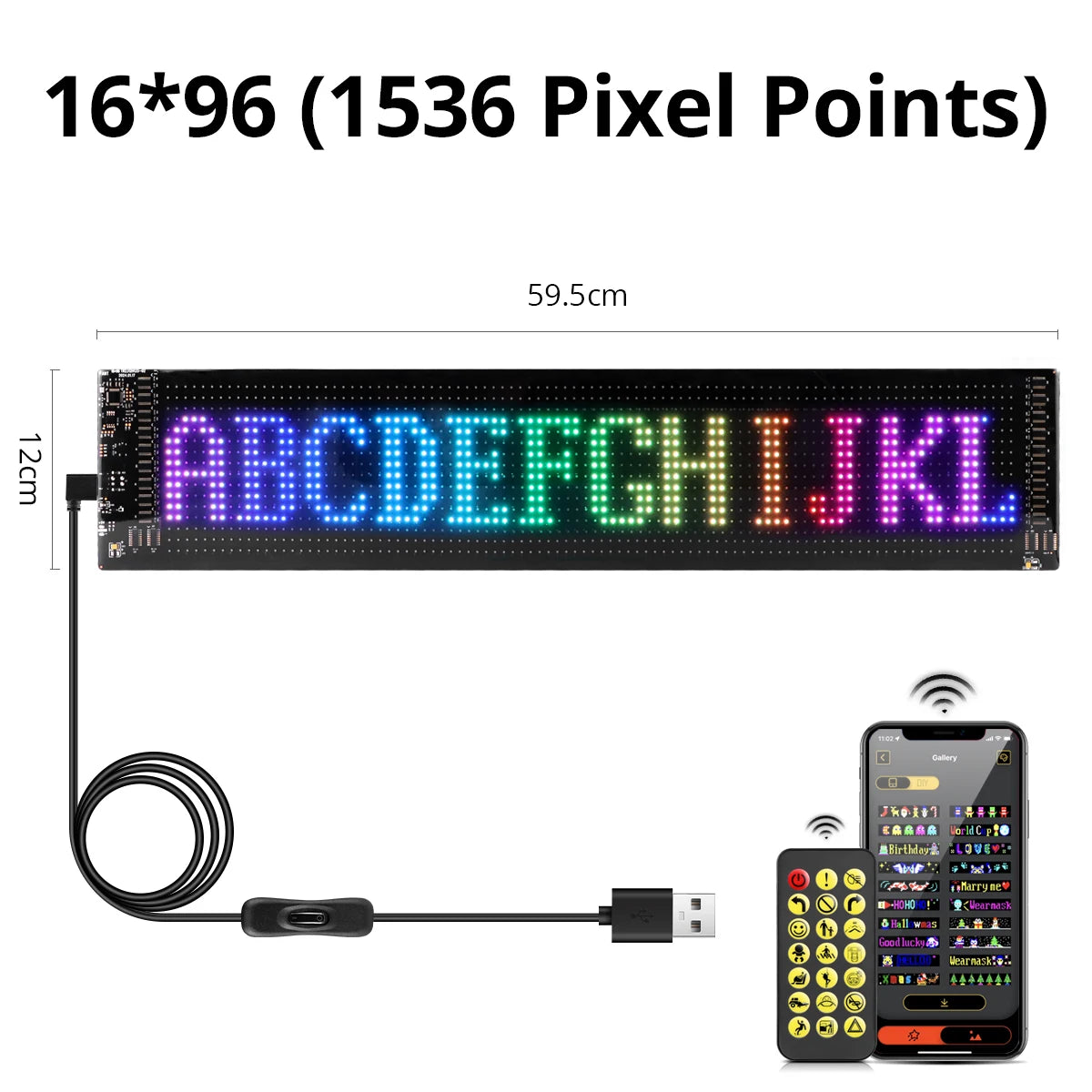 Car Decor Advertising Logo Lights Outdoor LED Matrix Pixel Scrolling Screen DIY Customize Patterns,Animations,Text Warning Light