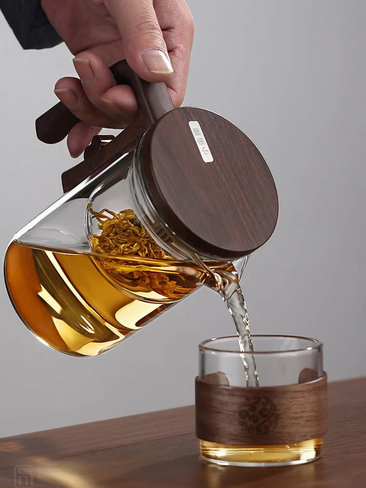 Fashion New Water Separation Inner Container Teapot One Click Magnetic Switch Tea Separation Filtration Glass Tea Pot