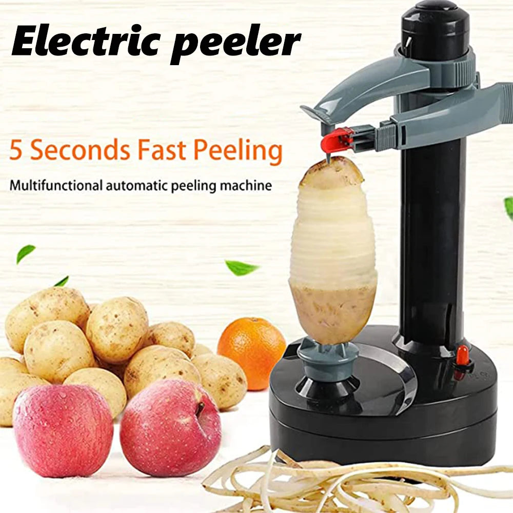 Electric Potato Peeler Multifunctional Fruit Peeler With Adapter And Spare Blades Kitchen Automatic Rotating Peeling Tool