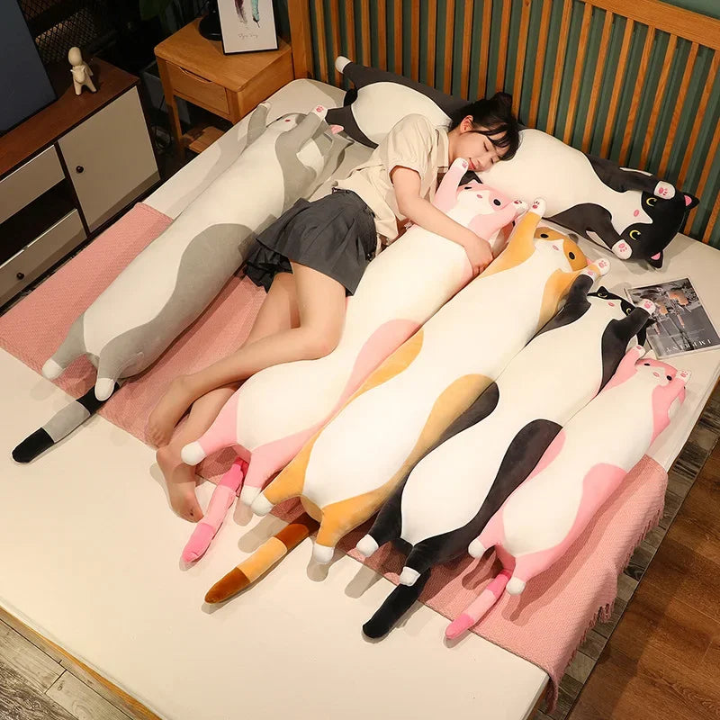 Cute and Soft Long Cat Plush Toy Ultra Kawaii Cat Hug Pillow Body Animal Sleeping Companion Kids Birthday Gift