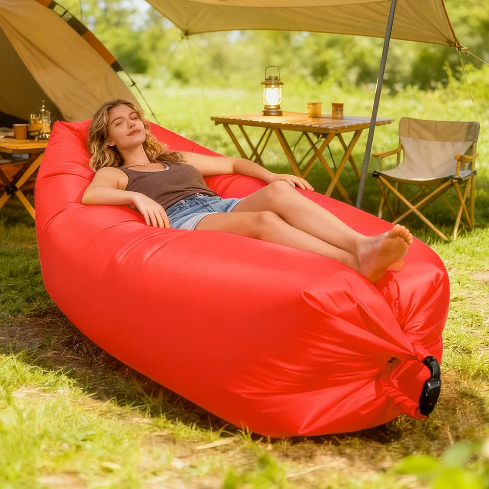 Multi Colored Single Lazy Inflatable Sofa Portable Outdoor Beach Air Sofa Bed Folding Camping Sleeping Bag for Comfortable Rest