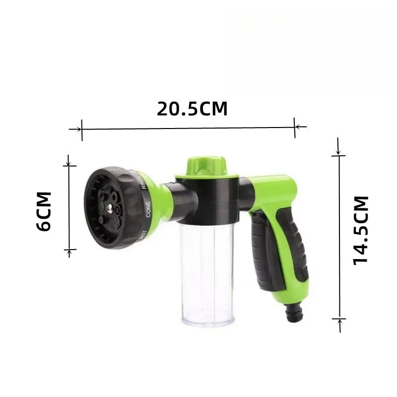Multifunctional  Adjustable Mode Water Guns Nozzle Hose Washer Garten Watering Jet Sprayer with Foam Container Fertilizer Tools