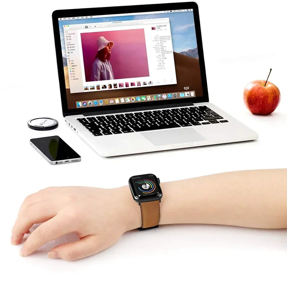 Leather Strap for Apple watch band 44mm 49/45mm 40/41 42 46mm belt Retro luxury Correas iWatch series 10 9 5 4 SE 6 7 8 ultra 2