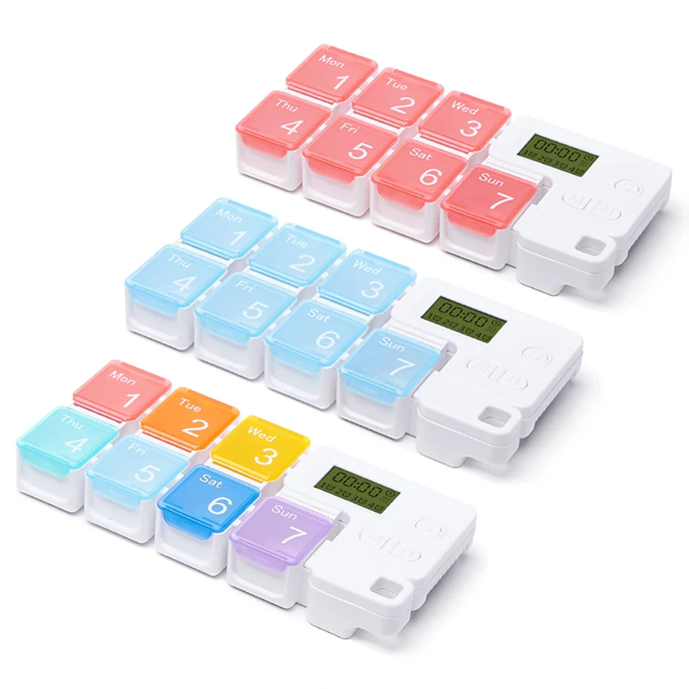Smart 7-Day Pill Organizer Storage Case Box Weekly Pills Drug Electronic Timing Reminder Medicine Container Alarm Box