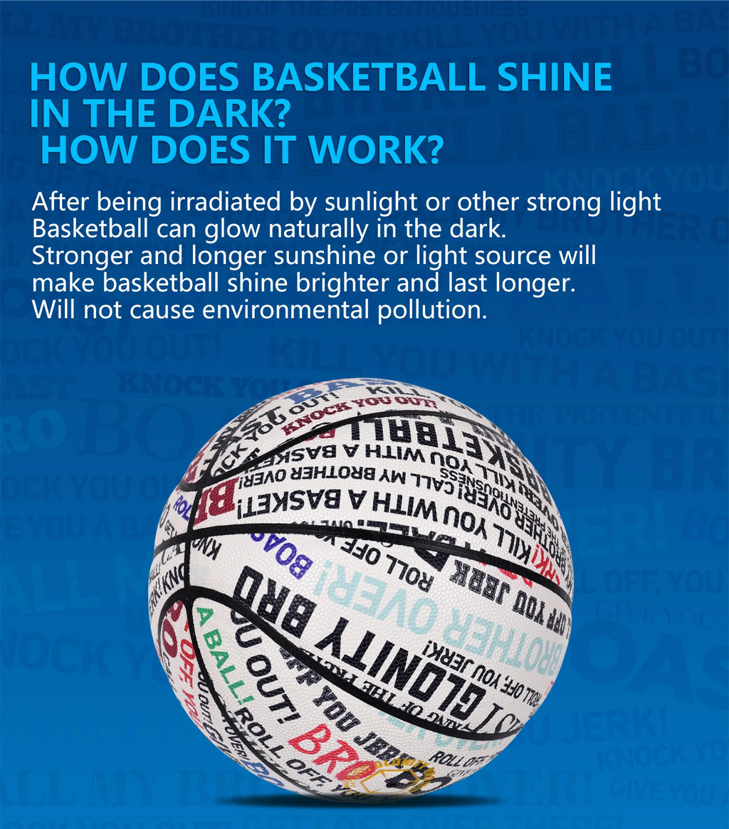 Glow Basketball For Boy Girl Gifts,High Quality Composite Leather Standard Size 6&7 Outdoor Street Luminous Blue Balls Night Use