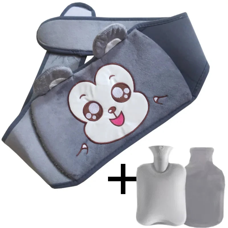 3-Piece Set Filling Water Type Hot Water Bag Hot Water Bottle Cover Plush Animal Belt Winter Menstrual Women Belly Hand Warmer