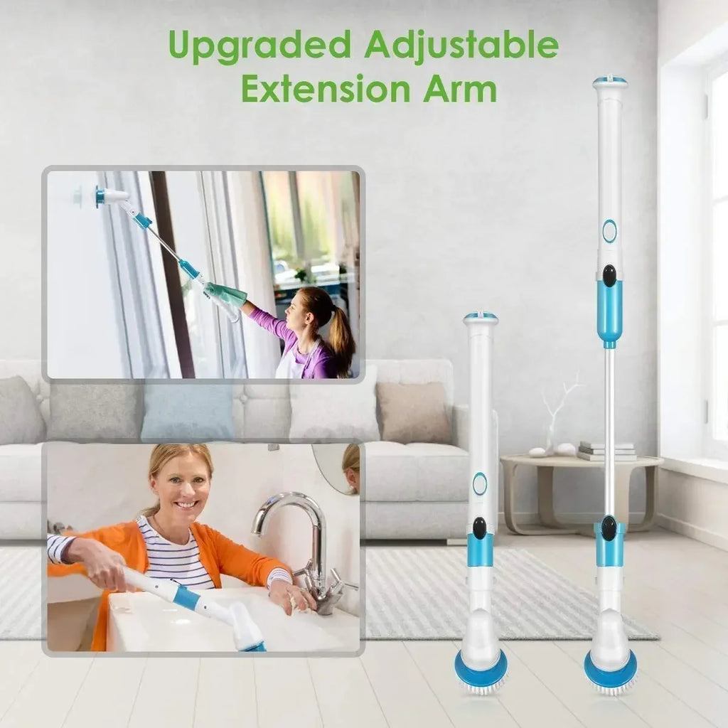 Electric Cleaning Brush 1PC Long Handle Rotating Cordless Rechargeable Household Bathroom Kitchen Floor Tile Washing Brush