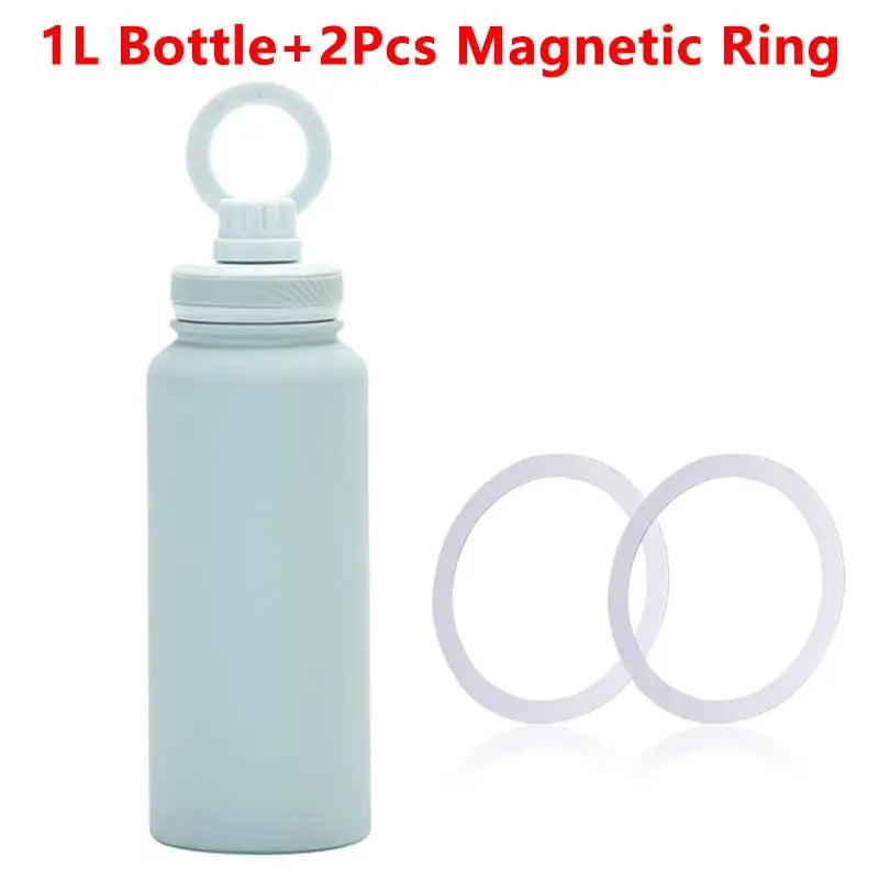 1000ML Sports Bottle With Magnetic Ring Insulated Bottle Water Bottle with Rotating Phone Holder Thermal Water Cup Thermal Mug