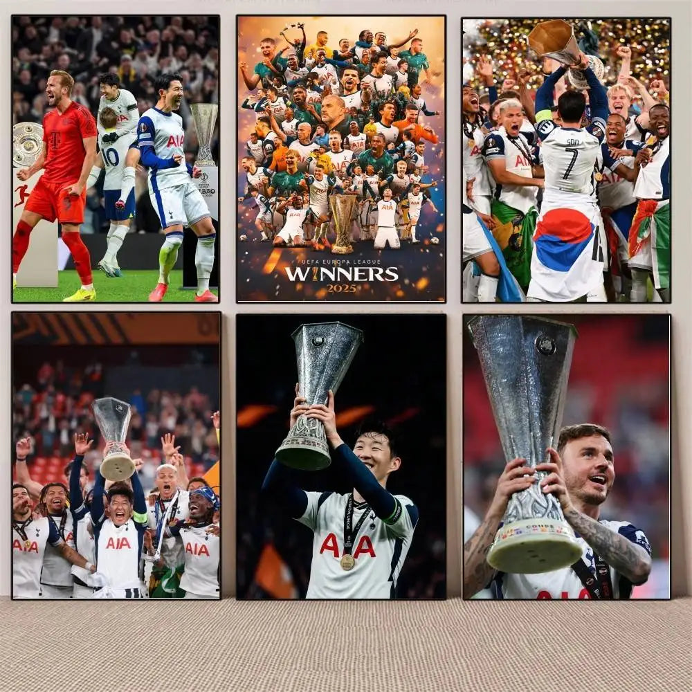 1PC Football Tottenham wins the championship poster Self-adhesive Art Waterproof Paper Sticker Coffee HouseWall Decor