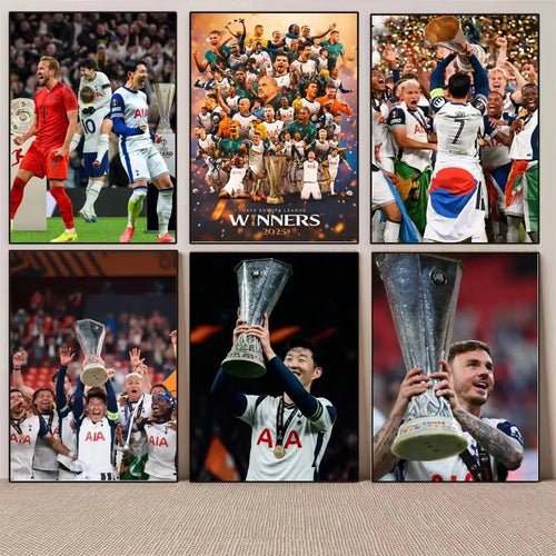 1PC Football Tottenham wins the championship poster Self-adhesive Art Waterproof Paper Sticker Coffee HouseWall Decor