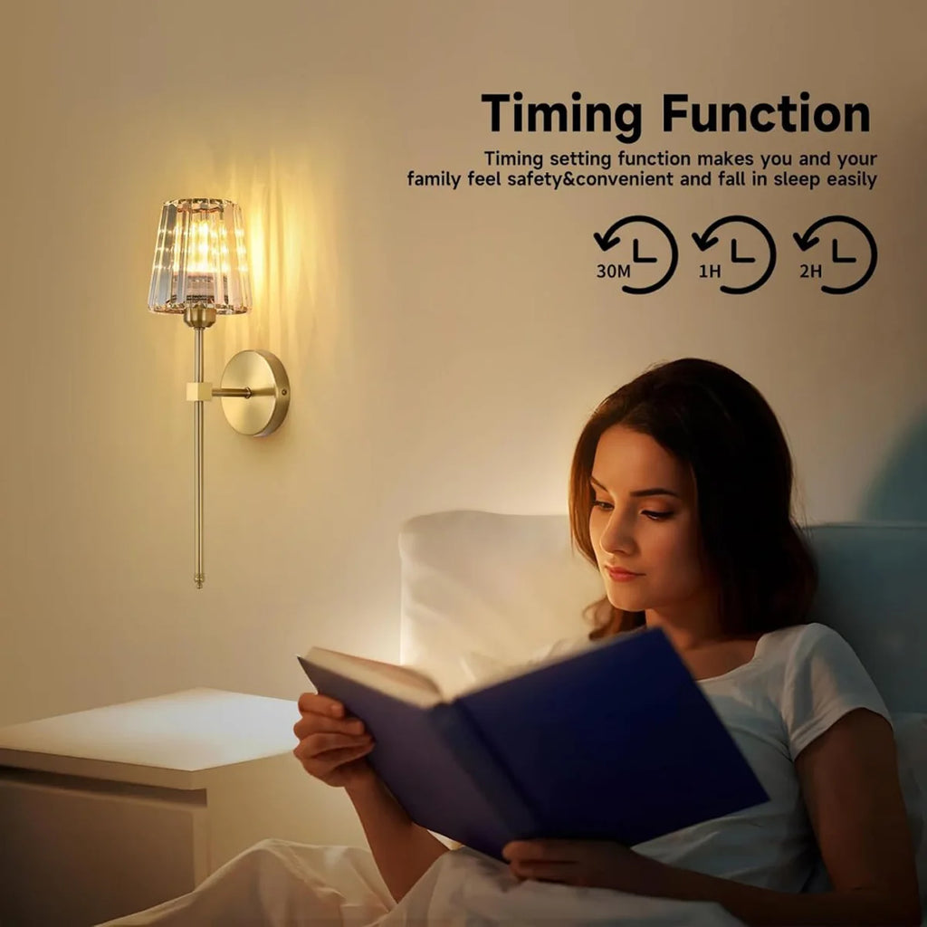 Nordic Crystal Wall Lamp 1/2pcs Gold Black Silver RGB Remote Control Dimmable Rechargeable Wireless Living Room Bedroom Lighting