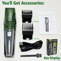 Vacuum Body Hair Trimmer for Men, Mustache Trimmer with 20 Length and Styles Adjustable, Built-in Vacuum Trimmer for Mustache