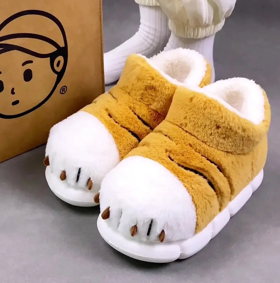 Cuddly Hug Cat Slippers Women Winter Home Fur Slides Kawaii Floor Shoes Furry Slippers Girl Kitty Mules Funny Cute Gift Slippers
