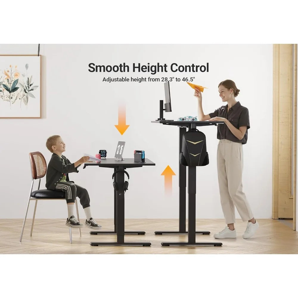 Electric Standing Desk Adjustable Height, 40 x 24 Inch Sit Stand Desk with T-Shaped Frame, 3 Memory Presets & Cable Management