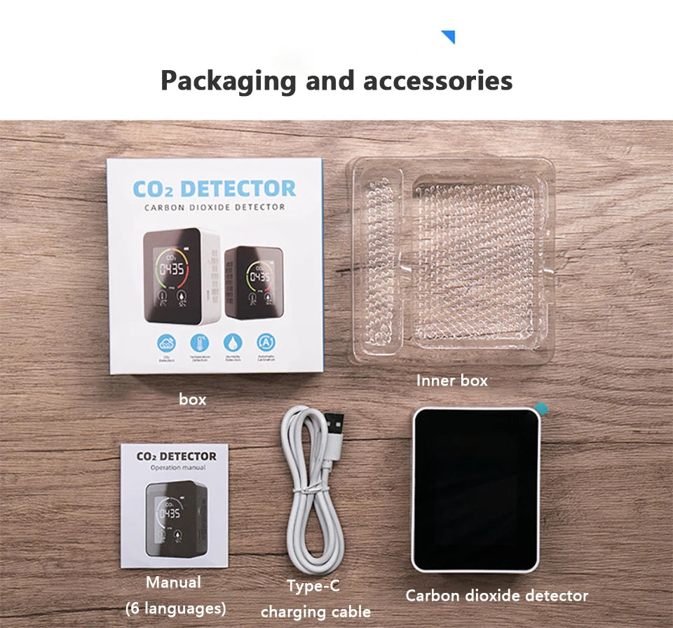 Air Monitor CO2 Carbon Dioxide Detector 3 in 1 Greenhouse Warehouse  Quality Temperature Humidity  Fast Measurement