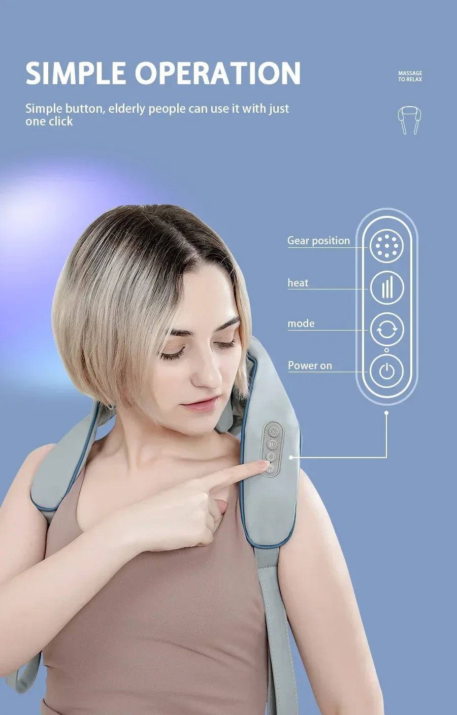Hot-selling portable mini relaxation clay kneading smart heated shawl, multi-function acupressure massage for trapezius and neck