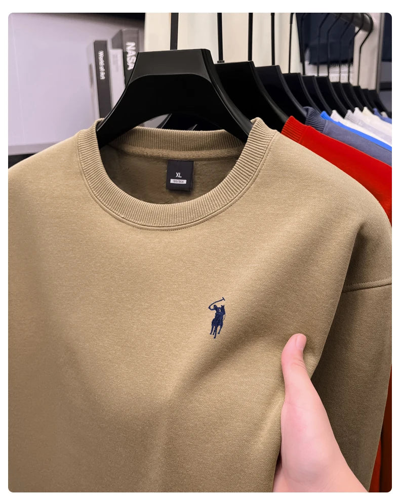 Designer brand men's round neck sportswear autumn new item thickened warm luxury pony print loose casual Paul pullover