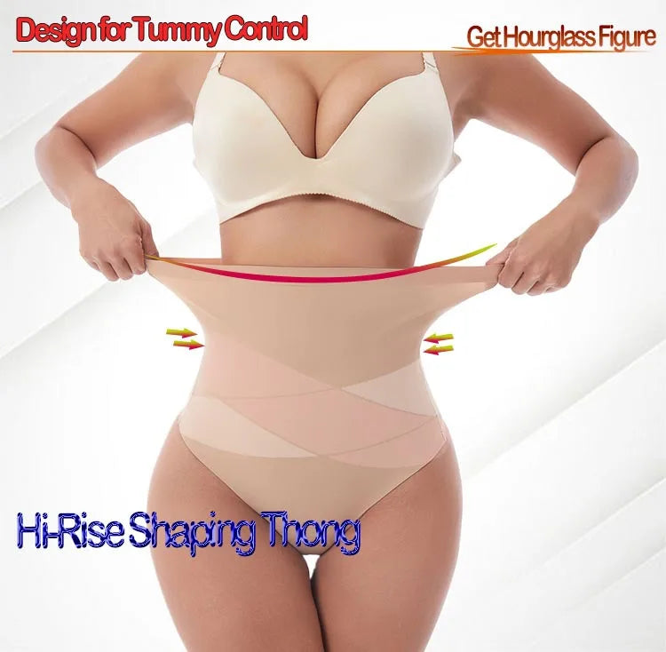 Women's High Waist ThongT-backCross X Shaping Tummy Control Panties Strong Body Shaping Waist Cincher Hip Lifter Seamless