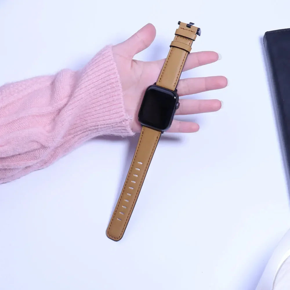 Leather Strap for Apple watch band 44mm 49/45mm 40/41 42 46mm belt Retro luxury Correas iWatch series 10 9 5 4 SE 6 7 8 ultra 2