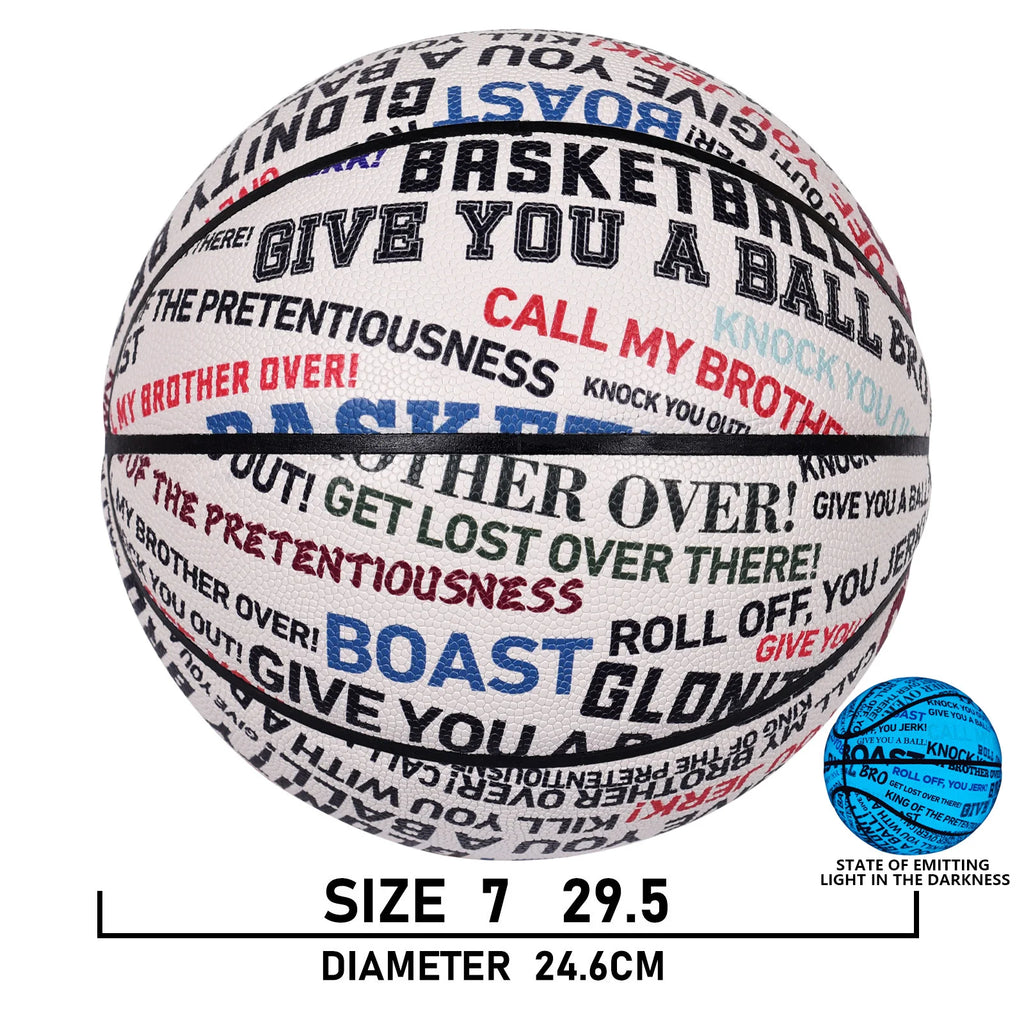 Glow Basketball For Boy Girl Gifts,High Quality Composite Leather Standard Size 6&7 Outdoor Street Luminous Blue Balls Night Use