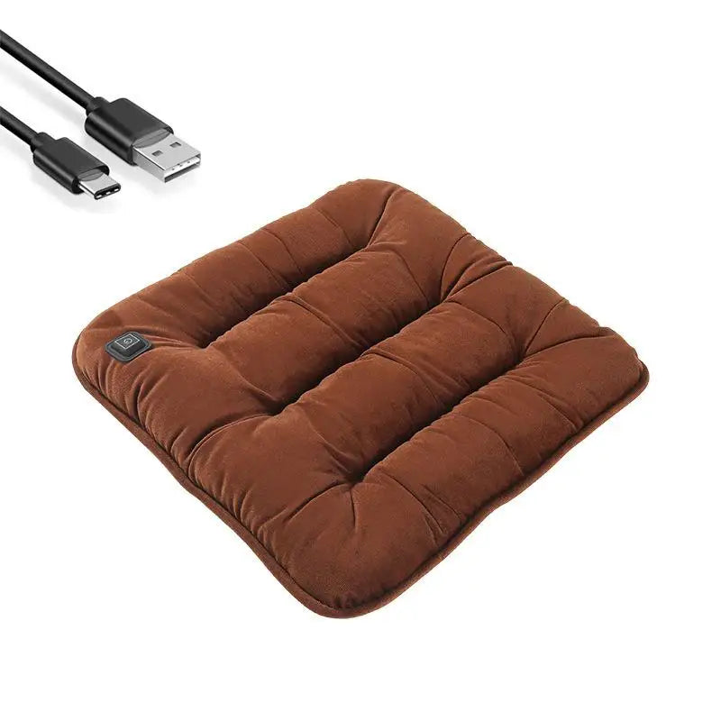 Car Heated Seat Cushion Winter Plush Seat Cushion Quick-Heating For Car, Home, 12V USB Electric Heating Single Pad