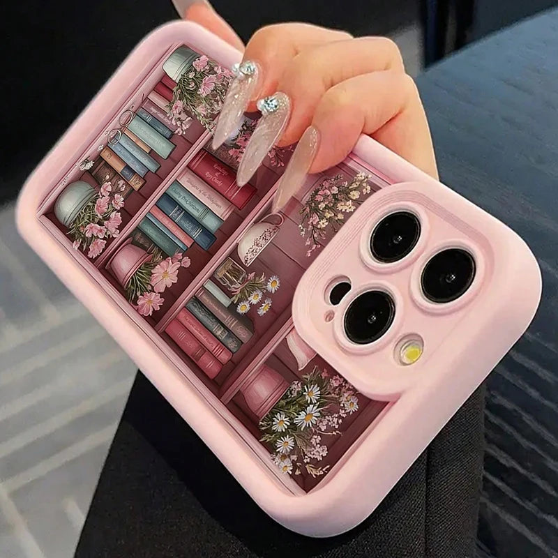 Pink Soft Shockproof Phone Case With Paintbook Design For iPhone 17 16 15 14 13 12 11 Pro Max Air X XS Max XR 7 8 Plus Cover
