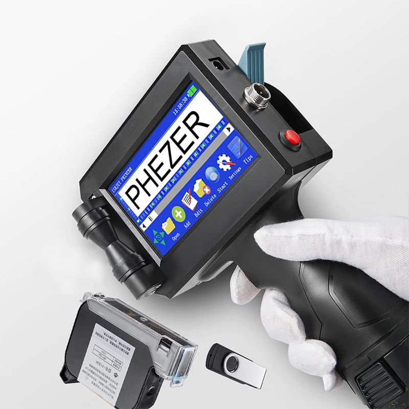 Phezer P15 QR Bar Batch Code Date Number Logo Expiry Date Label Printer 12.7mm Handheld Inkjet Printer 28 Languages Portable