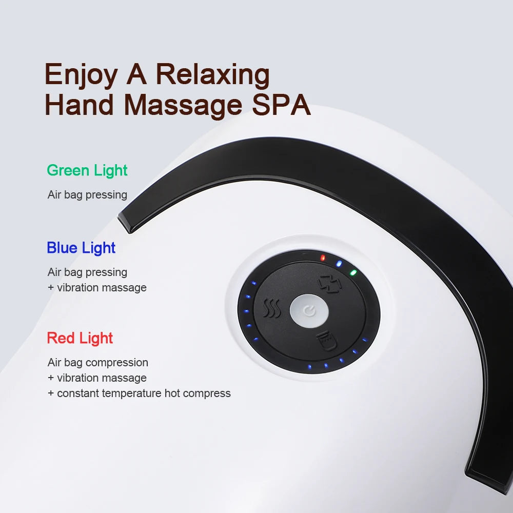 Electric Hand Massager with 5 Levels Air Compression Heat Palm Finger Massage Machine for Arthritis Finger Numbness Hand Relax