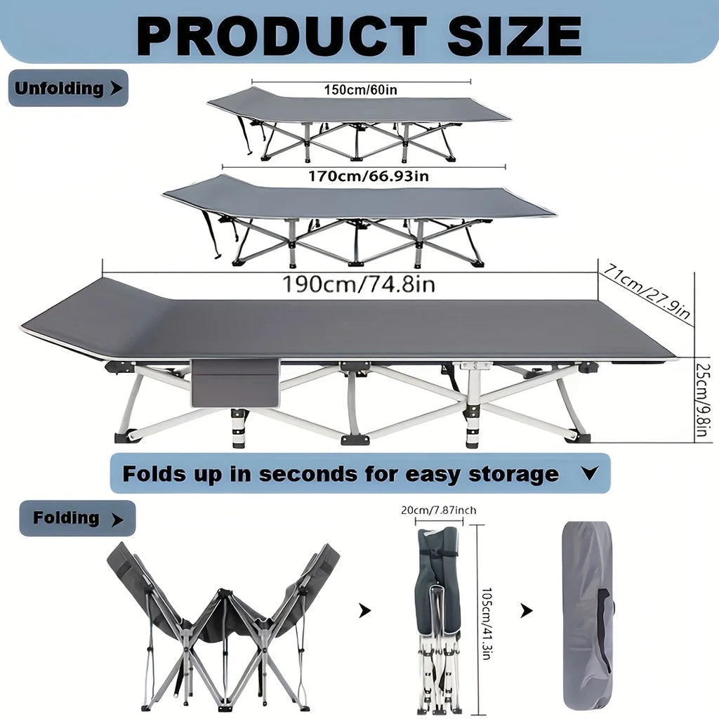 8-Leg Folding Bed With Mattress(Mattress-free Option Available)|Portable Adult Sleeping Cot With Carry