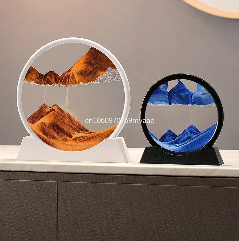 Sandscape Moving Sand Art Frame Quicksand 3D Dynamic Liquid Hourglass Kinetic Sand Painting Flowing Sand Office Home Decor Gifts