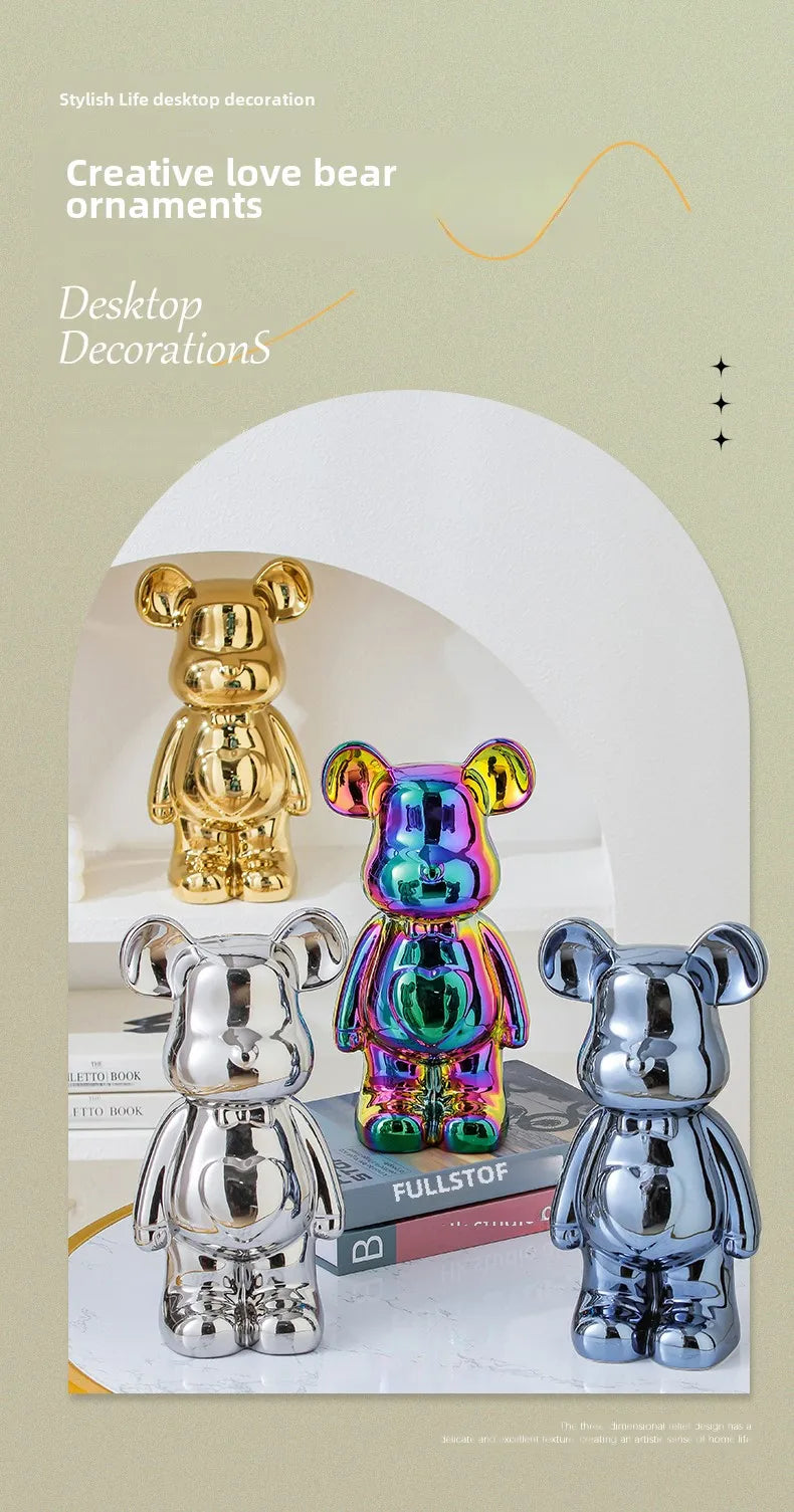 17/27/cm Aesthetic Bear brick Ceramic Staute Teddy Bear decor action figure Sculptures Ornament for room Home Decoration Crafts