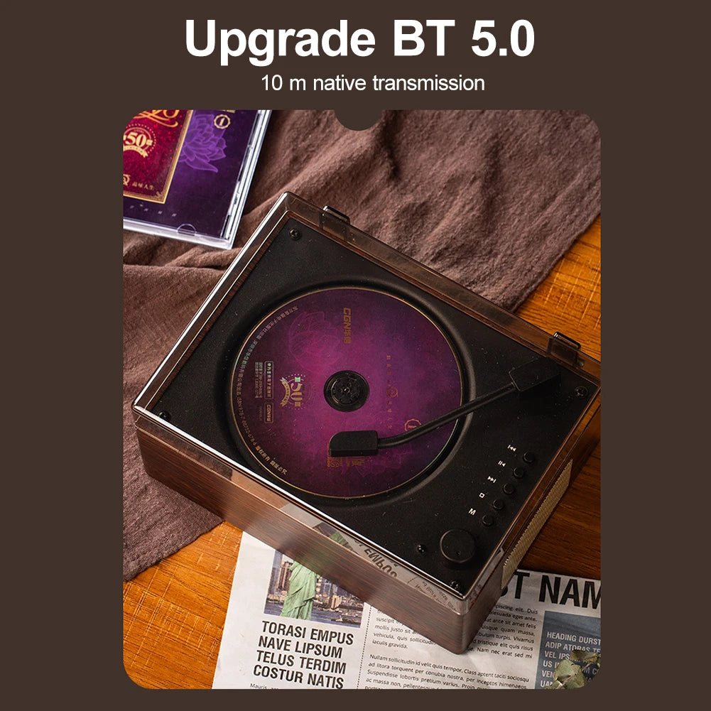 Home Music Player Rechargeable Remote Control Home Sound Bluetooth-Compatible 5.0 Support CD BT USB 3.5mm AUX Desktop CD Player