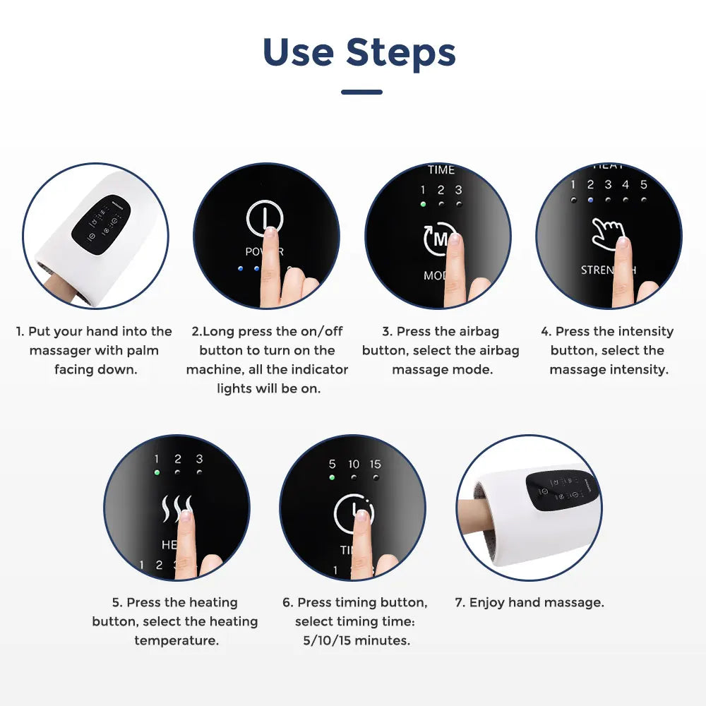 Electric Hand Massager with 5 Levels Air Compression Heat Palm Finger Massage Machine for Arthritis Finger Numbness Hand Relax