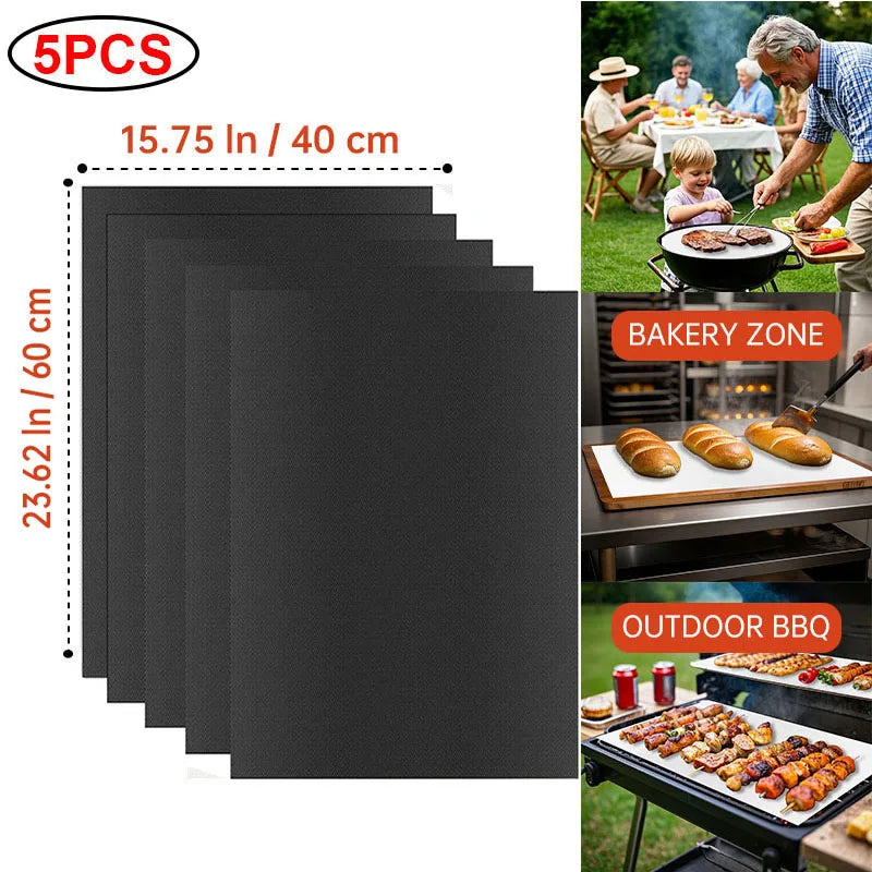 BBQ Mats Oven Bottom Liners Reusable Non-stick Baking Mats Outdoor Party Protective Mats Kitchen Tools Heat Resistant Grill Mats