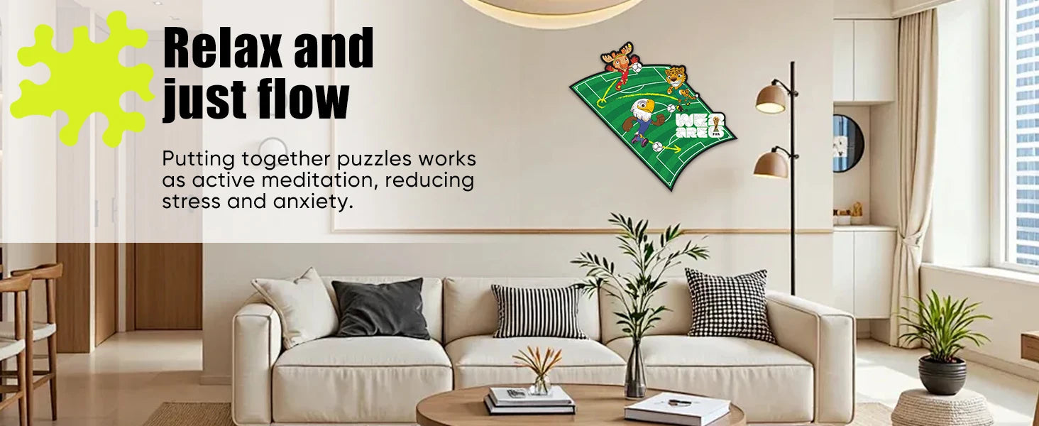 Football Match Style Wooden Jigsaw Puzzle"Game Time"FIFA World Cup DIY Toy Home Wall Decor Ideal Gift for Sports Enthusiasts