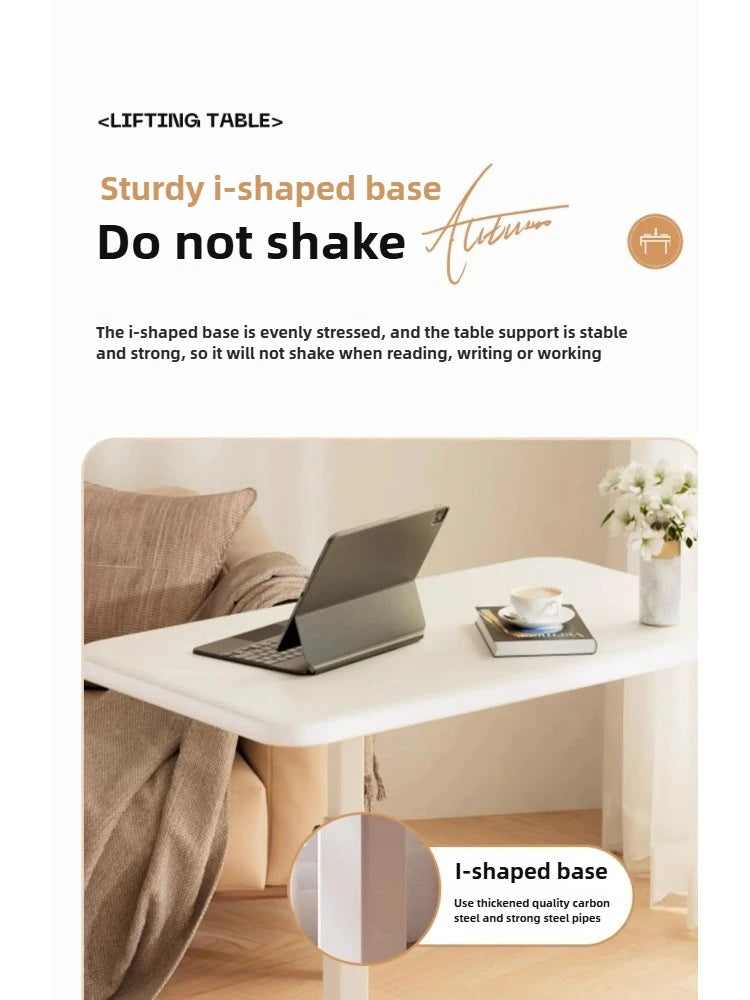 Height Adjustable Mobile Laptop Desk with Wheels Multi-Purpose Rolling Tray Table for Standing Workstation Use in Living Room