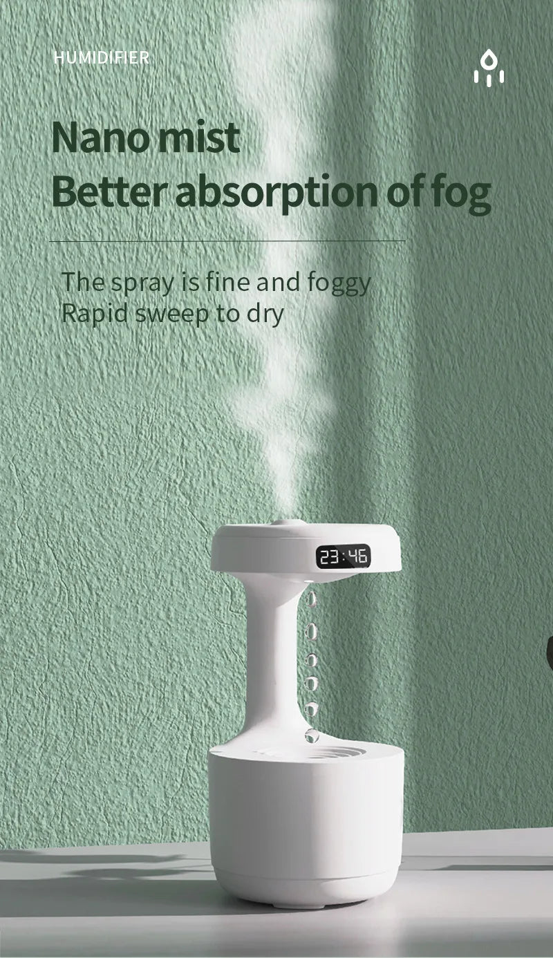 Water Droplet Air Humidifier 800ml Anti-gravity Essential Oil Diffuser Night Light Weightless Sprayer Decorations Desk Lamps